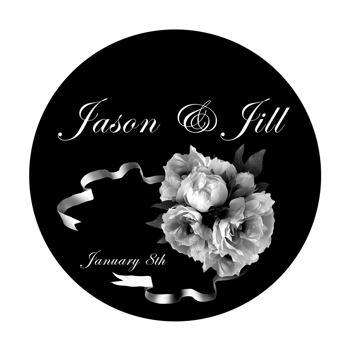 Flower Bouquet and Ribbons - Edwardian Script ITC