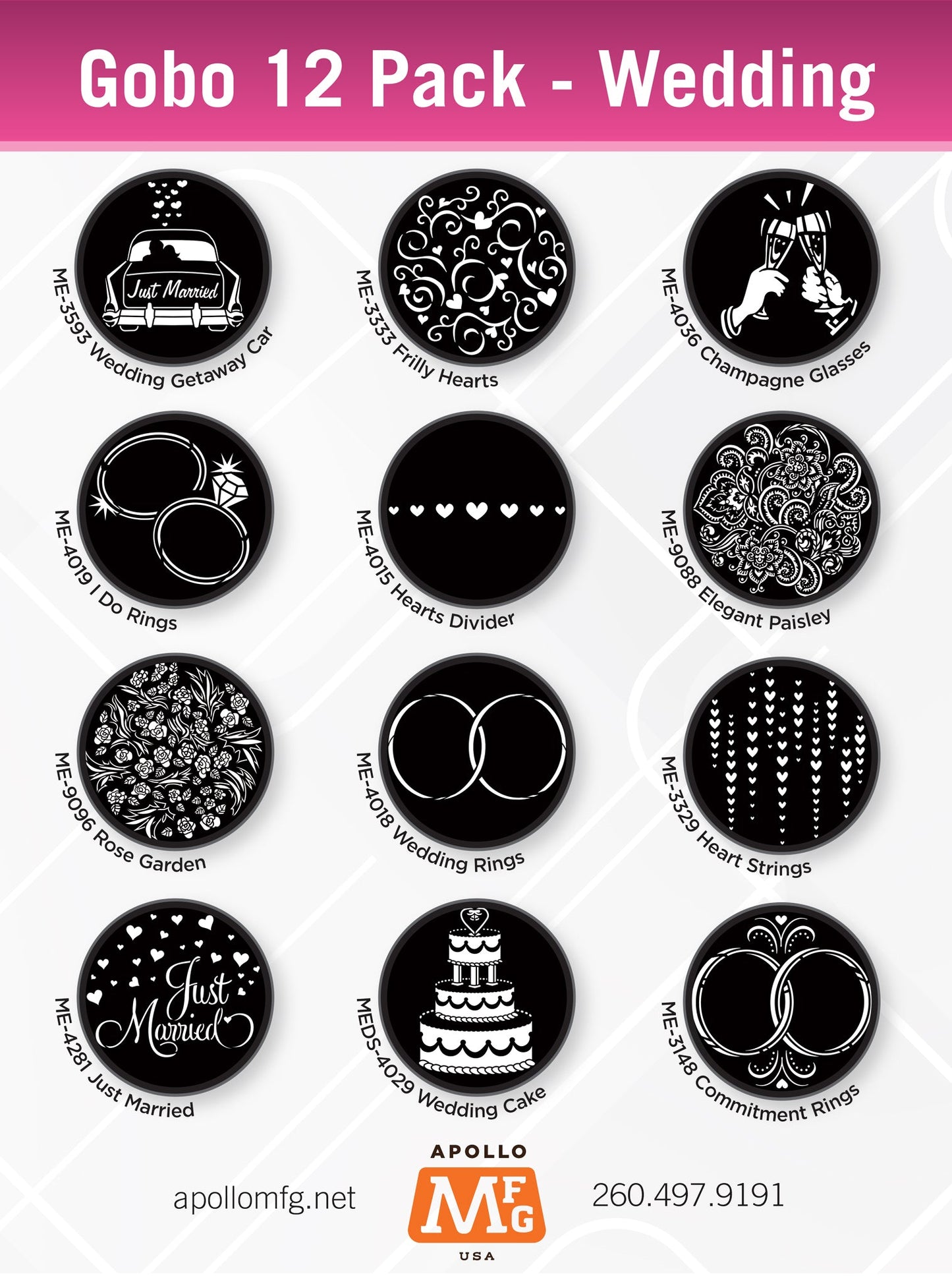Gobo 12 Pack - Wedding