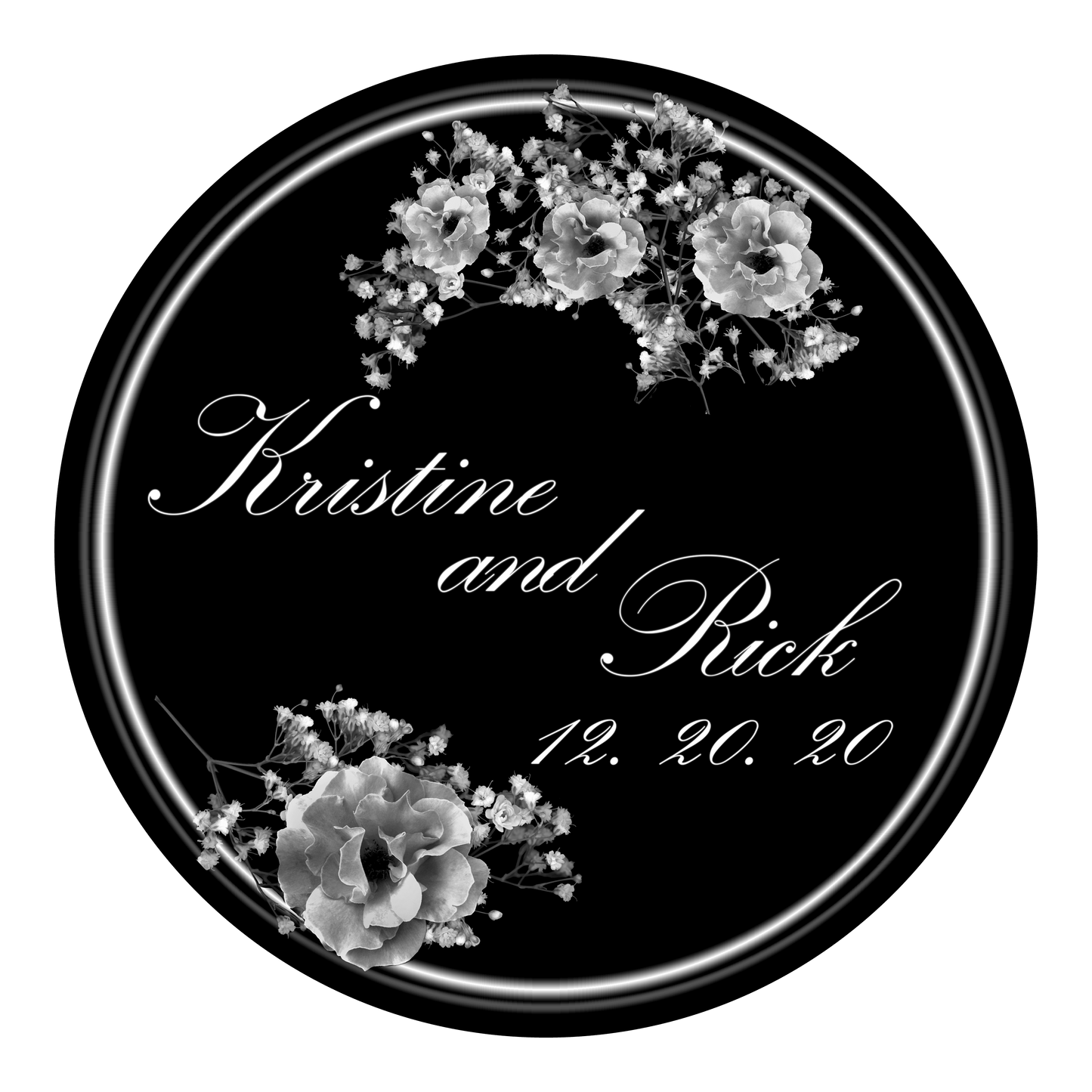 Circular Ring and Flowers - Kunstler Script