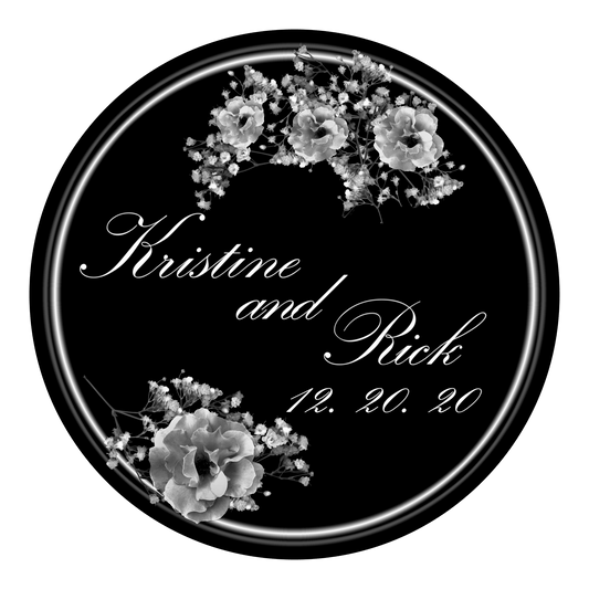 Circular Ring and Flowers - Kunstler Script