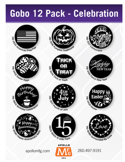 Gobo 12 Pack - Celebration - Apollo Gobos
