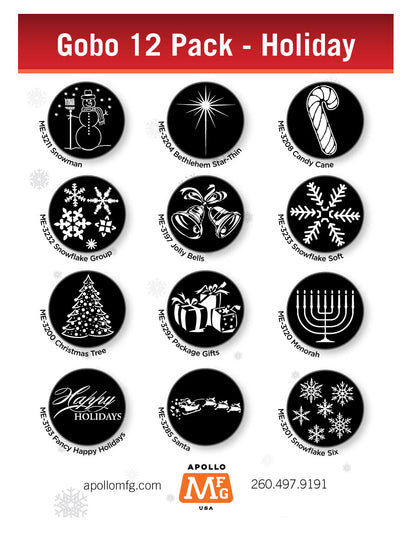 Gobo 12 Pack - Holiday - Apollo Gobos