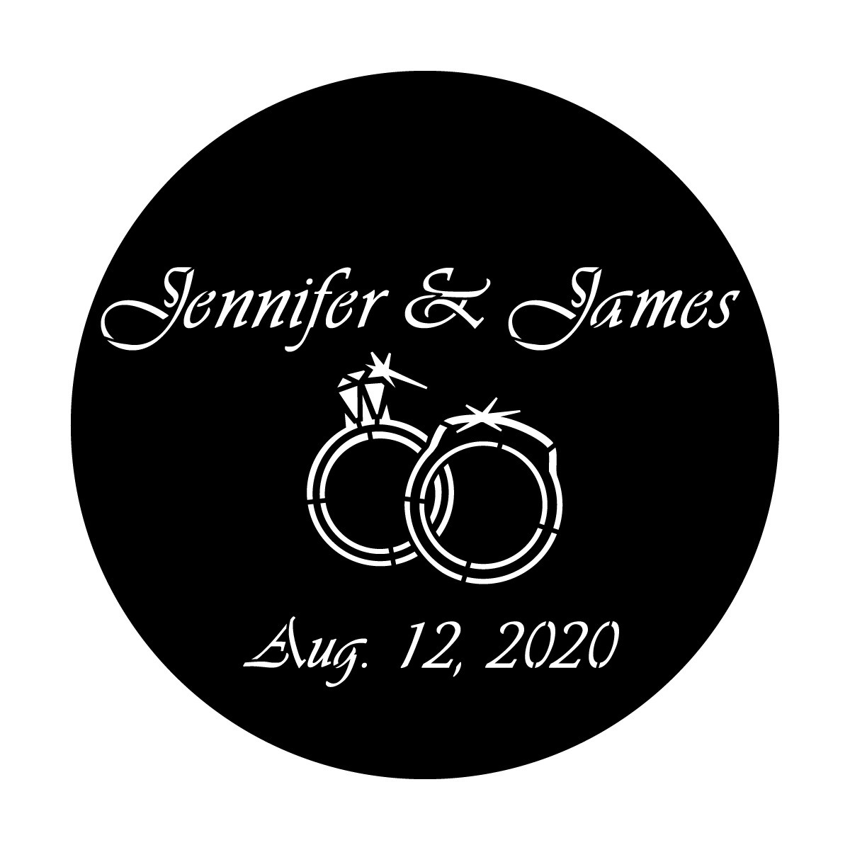 Names and Date with Double Rings - Vivaldi Italic