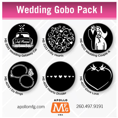 Gobo 6 Pack - Wedding 1 - Apollo Gobos